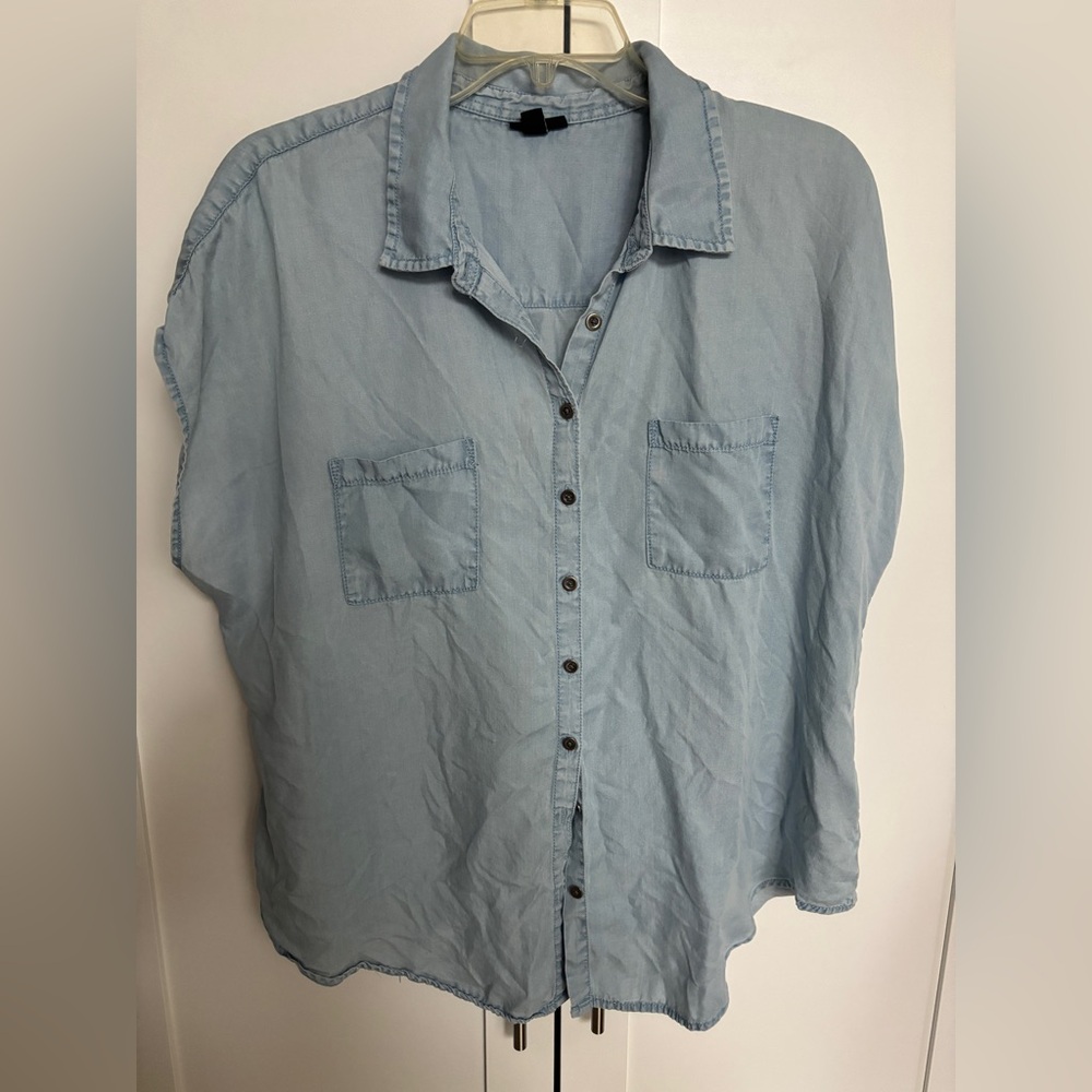 Torrid Chambray Casual Button Down Shirt Relaxed Fit